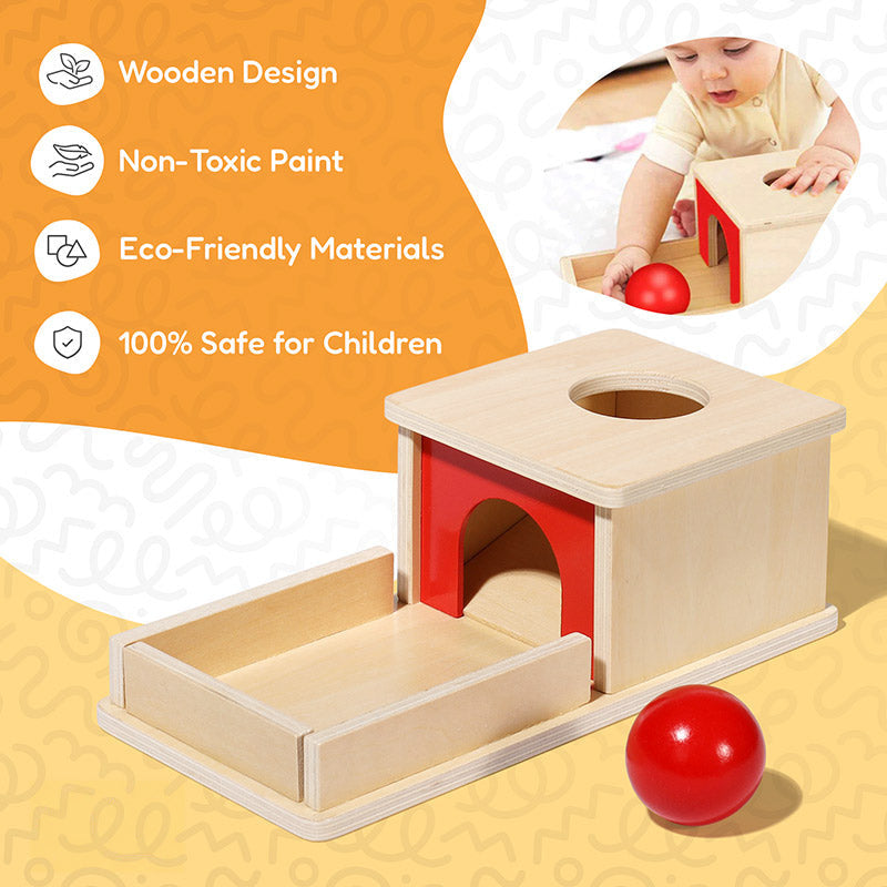 Object Permanence Box with Wooden Ball and Tray