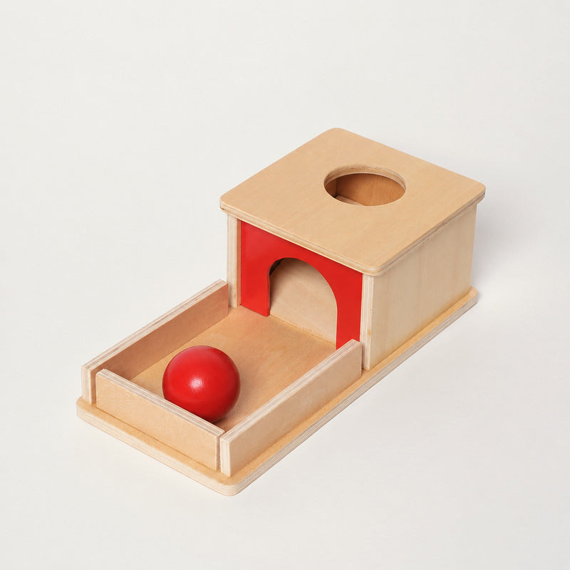 Object Permanence Box with Wooden Ball and Tray