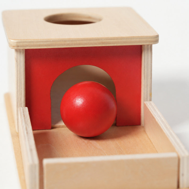 Object Permanence Box with Wooden Ball and Tray