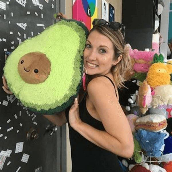 Avocado Plush Toy with Smiling Face and Fluffy Texture