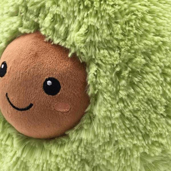 Avocado Plush Toy with Smiling Face and Fluffy Texture