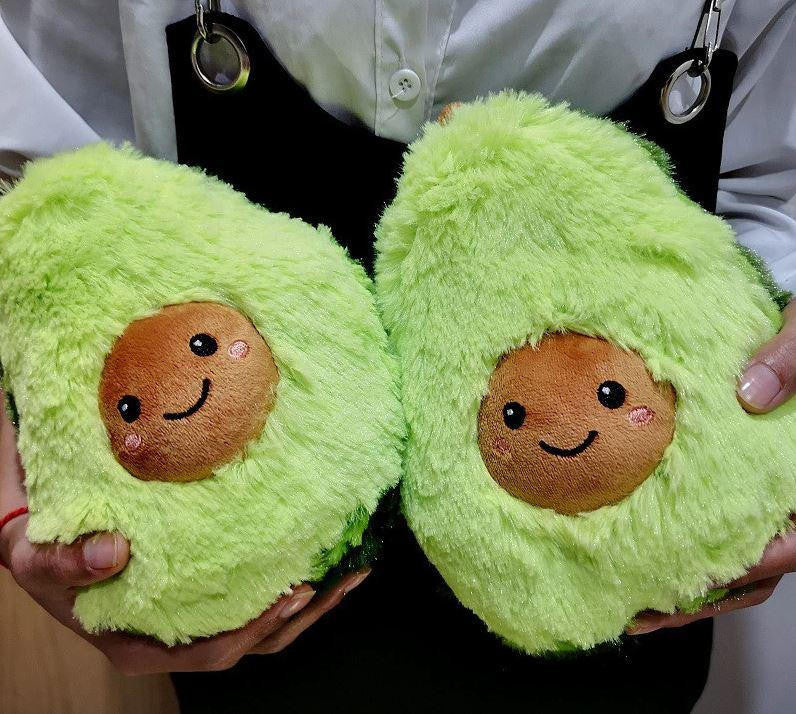 Avocado Plush Toy with Smiling Face and Fluffy Texture
