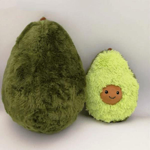 Avocado Plush Toy with Smiling Face and Fluffy Texture