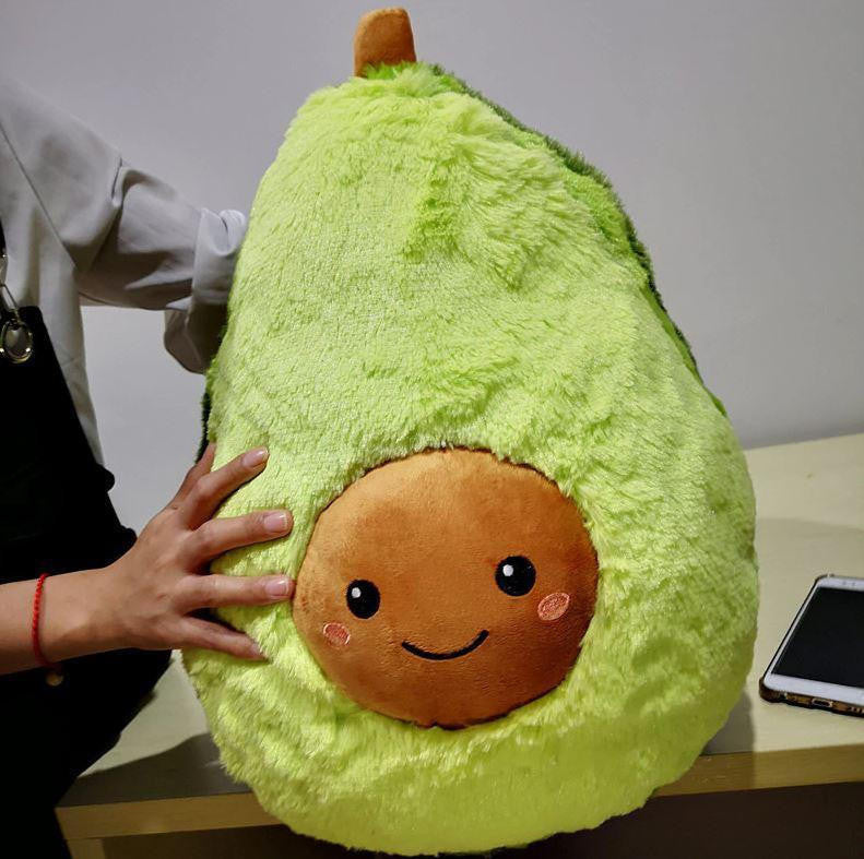 Avocado Plush Toy with Smiling Face and Fluffy Texture