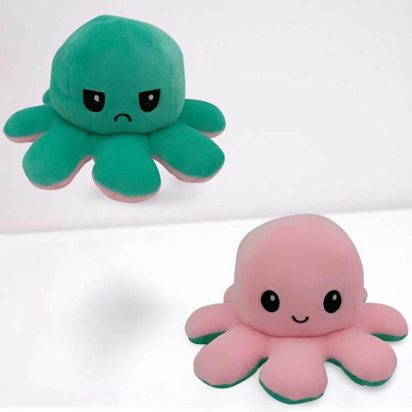 Reversible Octopus Plush with Dual Mood Faces