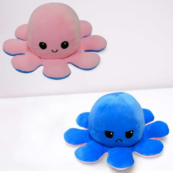 Reversible Octopus Plush with Dual Mood Faces