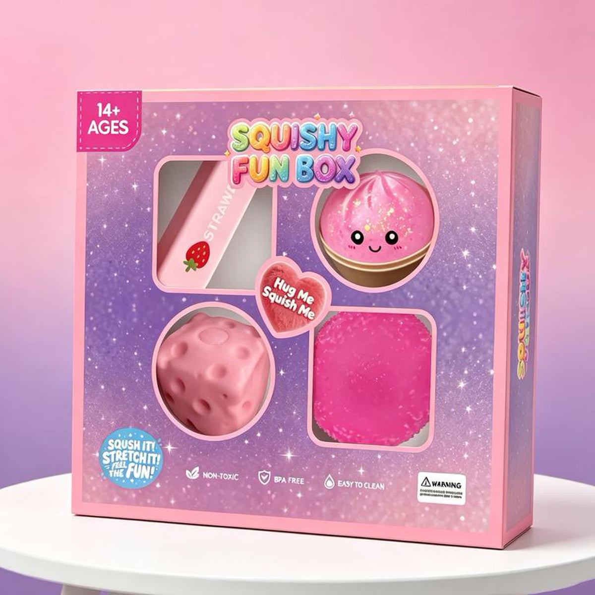 Pink Squishy Fun Box, 4-Piece Sensory Set
