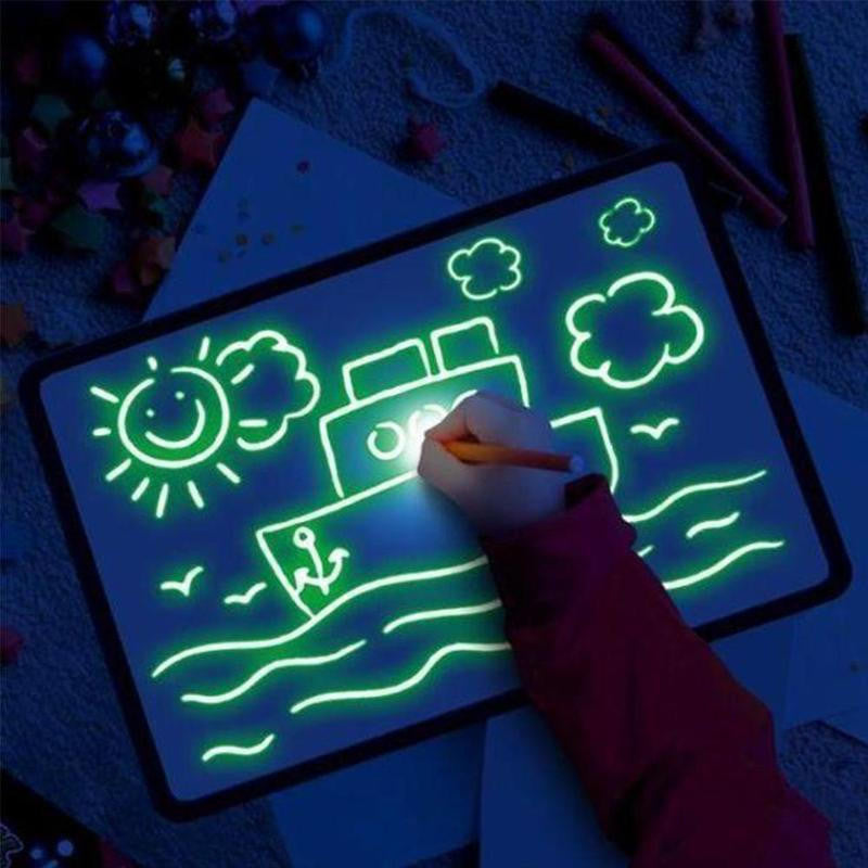 Glow Drawing Board with Light Pen and Erasable Surface
