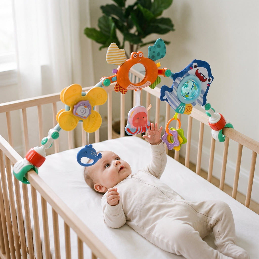 Play Arch, Clip-On Activity Toy Bar for Stroller, Car Seat & Crib