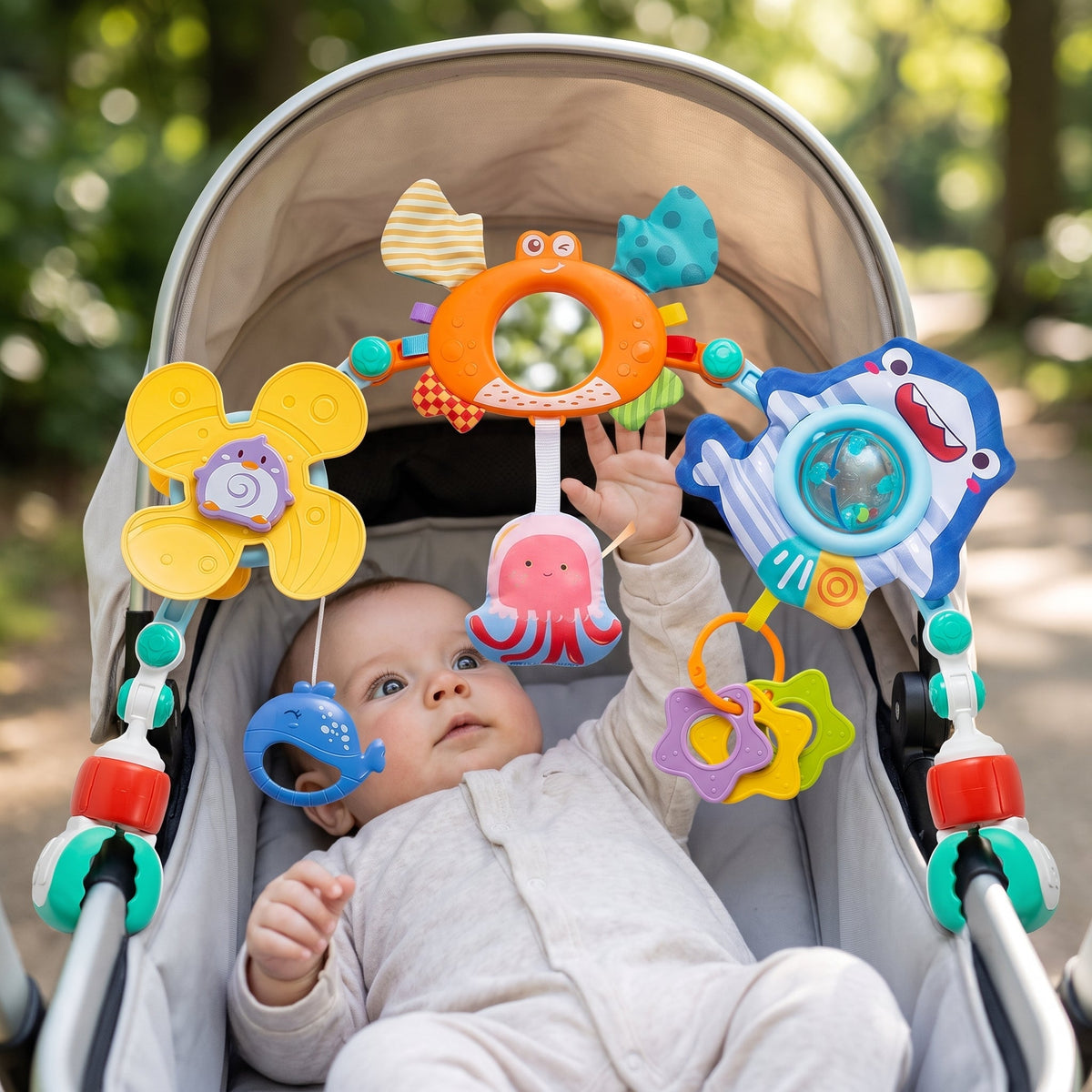 Play Arch, Clip-On Activity Toy Bar for Stroller, Car Seat & Crib