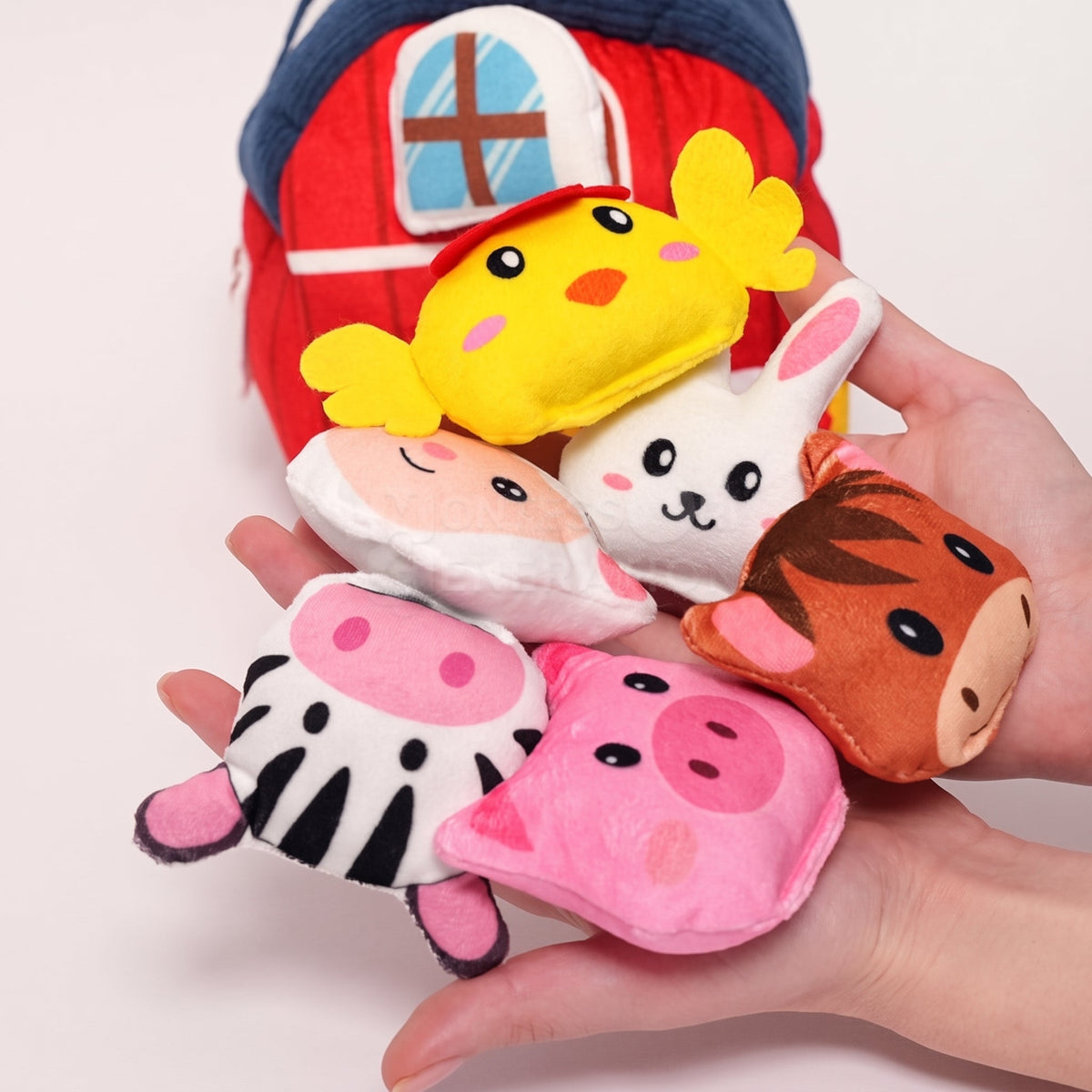 Plush Farm Toy Set with Barn and 6 Soft Animals