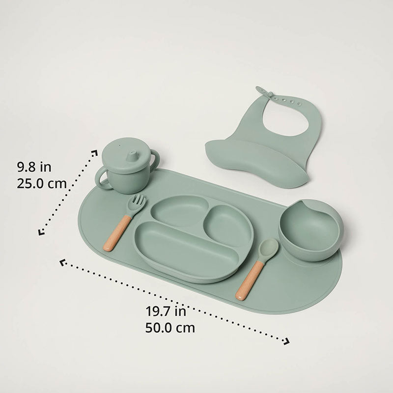Silicone Baby Dining Set with Non-Slip Mat and Bib