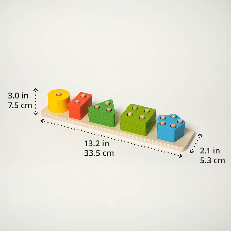 Shape Sorting Toy with 20 Colorful Wooden Pieces