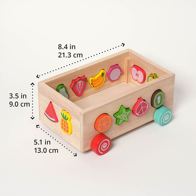 Wooden Shape Sorter Cart with Magnetic Worms and Vegetables