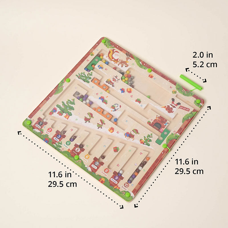 Christmas Magnetic Maze Board with Numbered Bead Paths