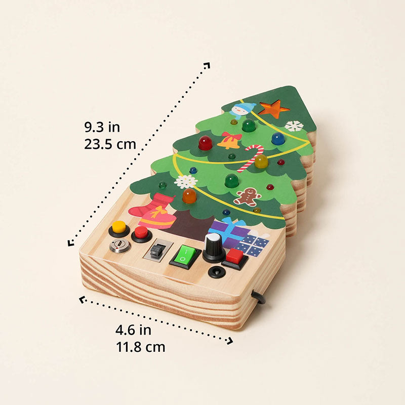Busy Board Toy with Switches, Lights and Christmas Tree Design