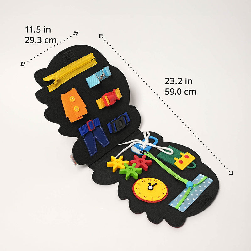Dinosaur Busy Board with Buckles, Zippers and Laces