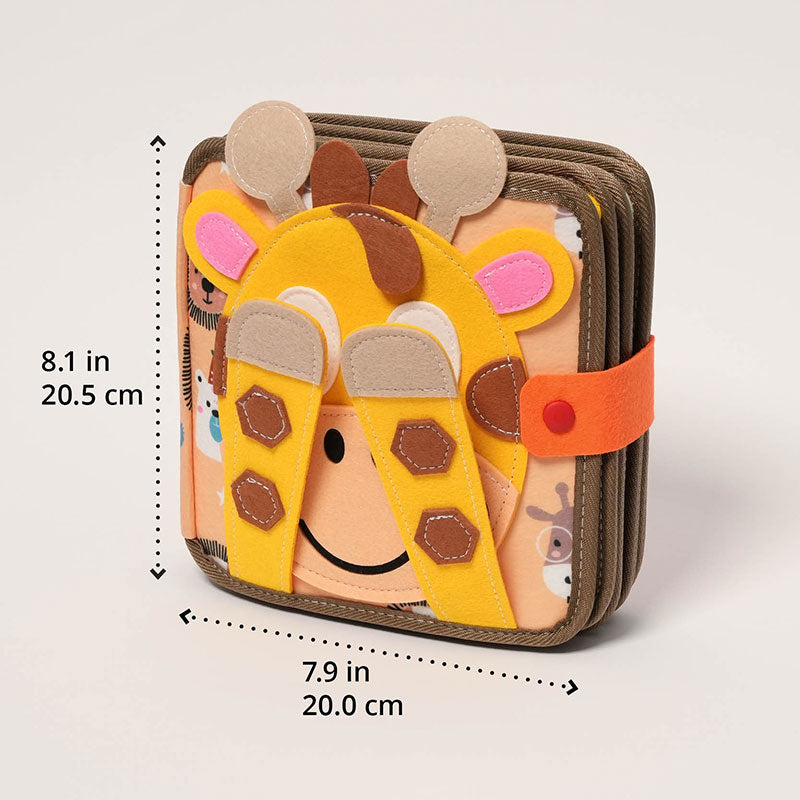 Felt Busy Book with Giraffe Cover and 8 Interactive Pages