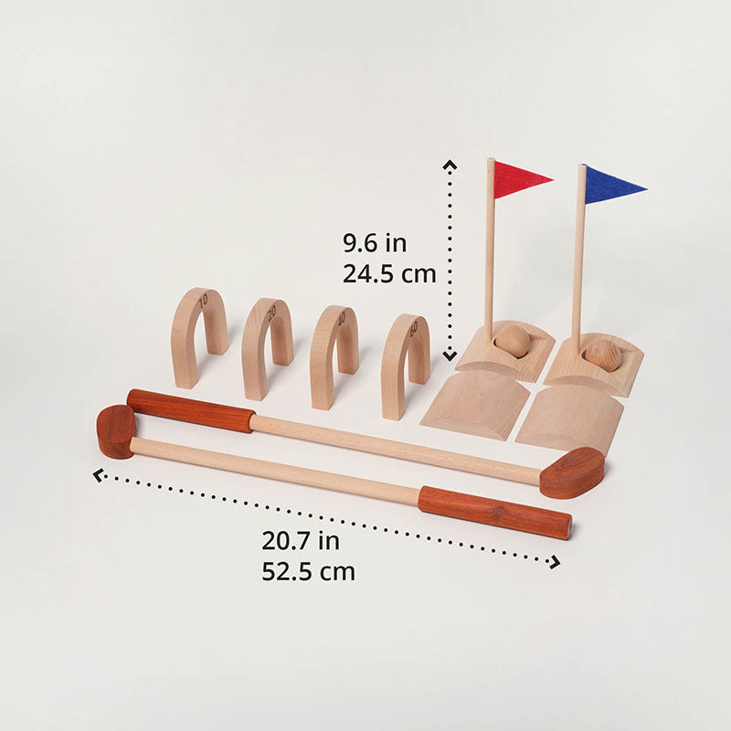 Wooden Croquet Set for Kids with 6 Scoring Arches