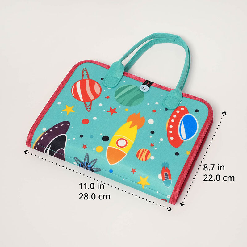 Felt Activity Bag with Space Theme and 8 Pages