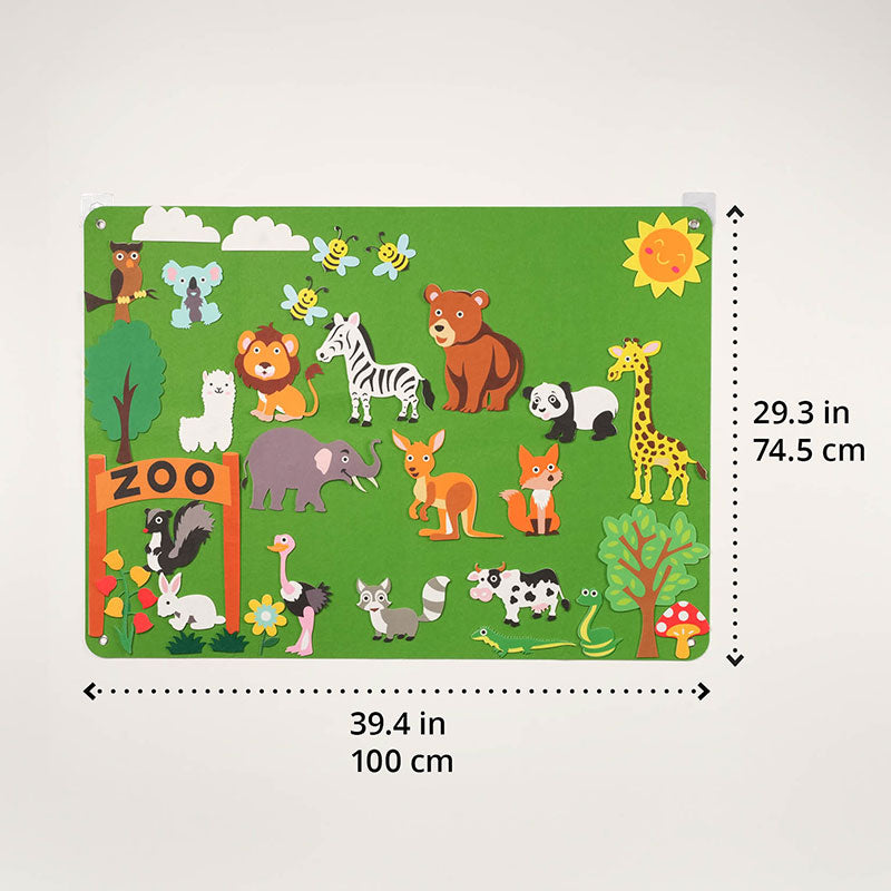 Felt Board for Kids, Wall-Mounted Zoo or Space Scene