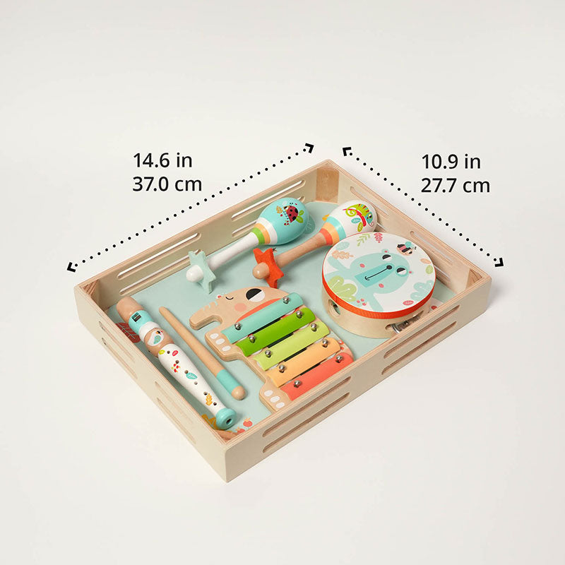 Wooden Music Set, 5 Instruments with Storage Tray