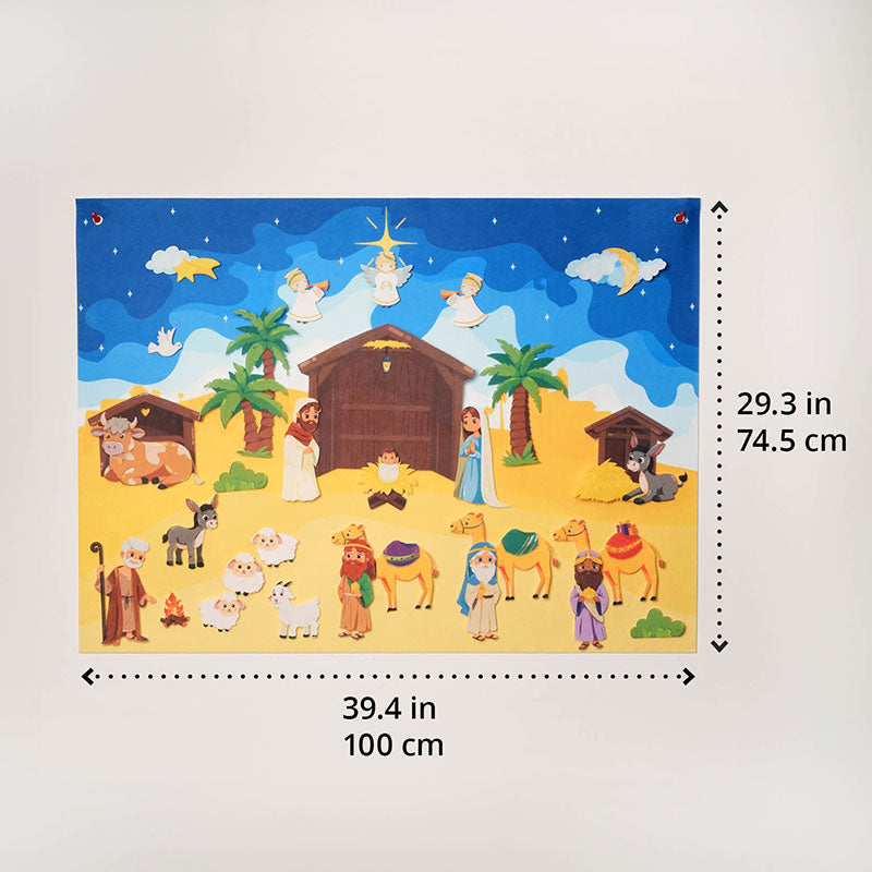Nativity Scene Set Felt Wall Board with Figures
