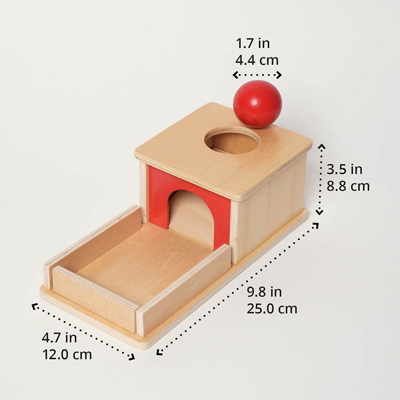 Object Permanence Box with Wooden Ball and Tray