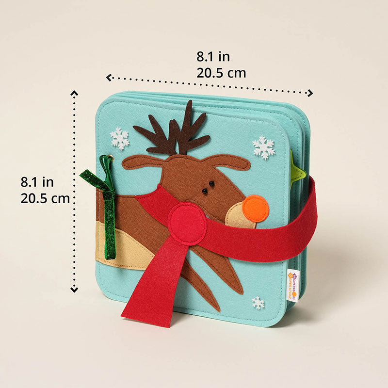 Felt Quiet Book with Reindeer Theme and Interactive Pages