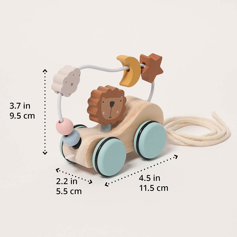 Wooden Pull Toy with Lion and Activity Loop