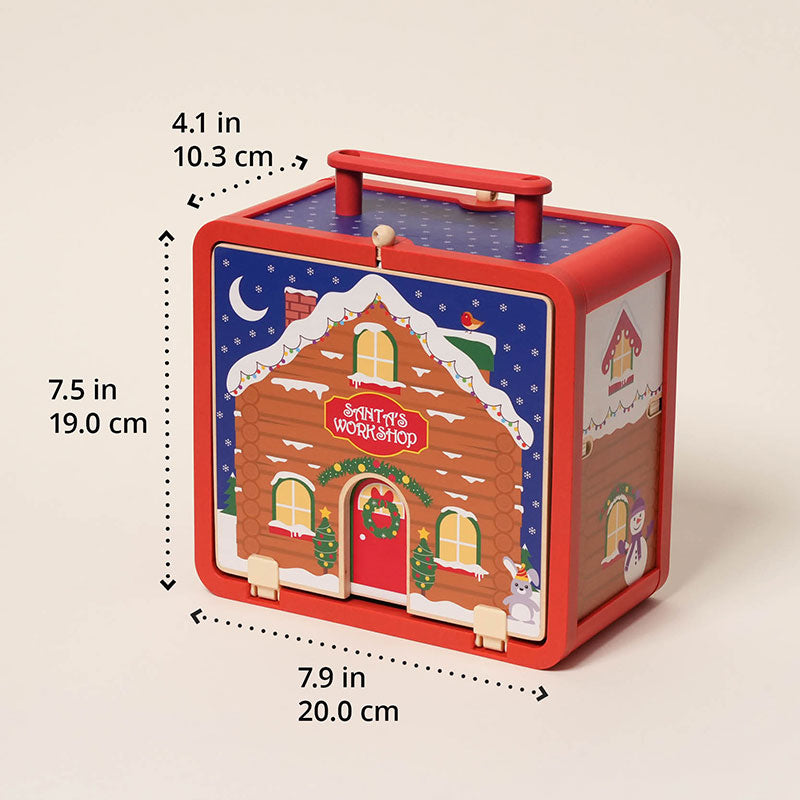Christmas Dollhouse Toy, Foldable Santa's Workshop with Figurines