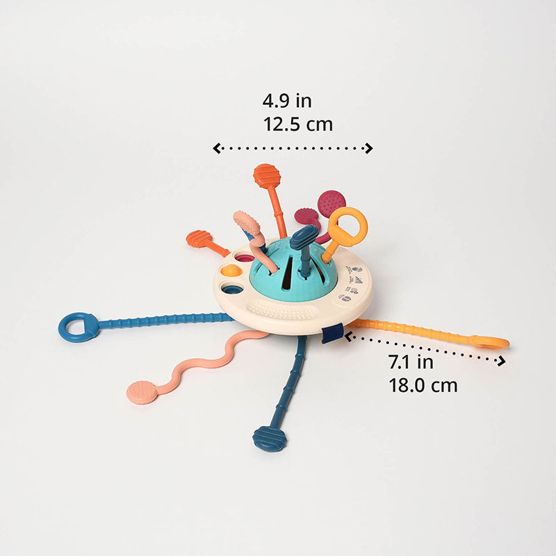 Baby Sensory Toy with Silicone Textures and Pull Cords