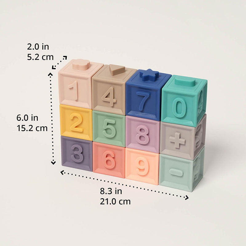 Soft Baby Blocks, 12-Piece Silicone Sensory Set