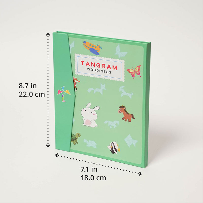 Tangram Puzzle Book with Magnetic Wooden Pieces for Kids