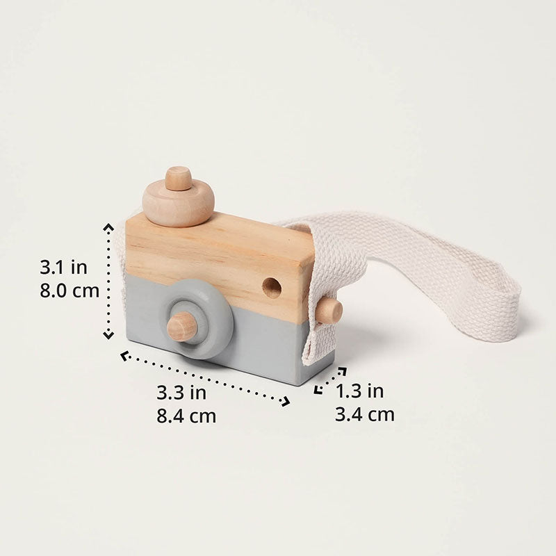 Wooden Toy Camera with Strap, Pretend Play Photography