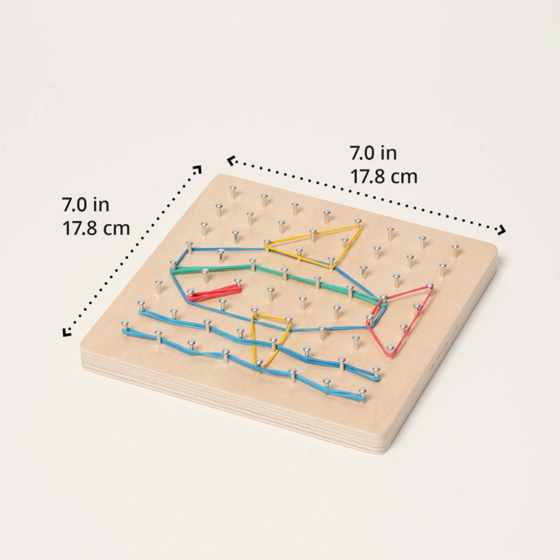Wooden Geoboard with Rubber Bands and Pattern Cards