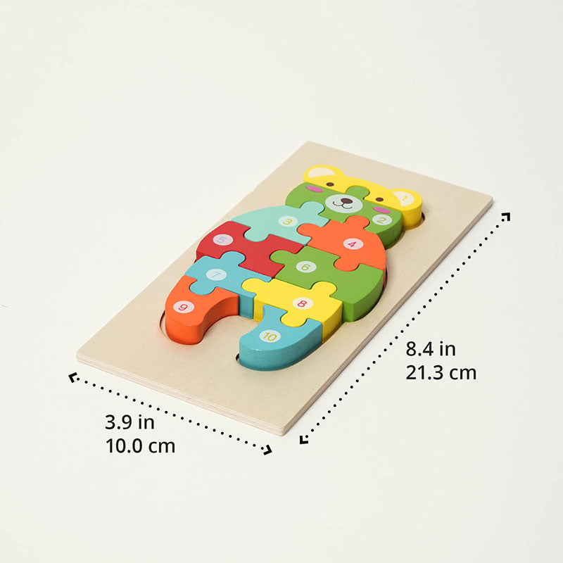 Wooden Animal Puzzles with Numbered Pieces, 4-Pack Set