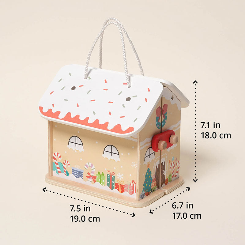 Wooden Christmas Dollhouse with Figurines