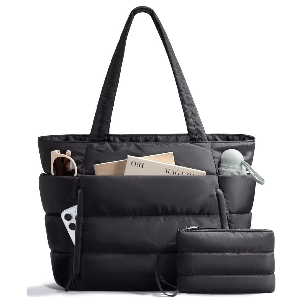 Puffer Tote Bag for Busy Moms, 16-Pocket Work Tote