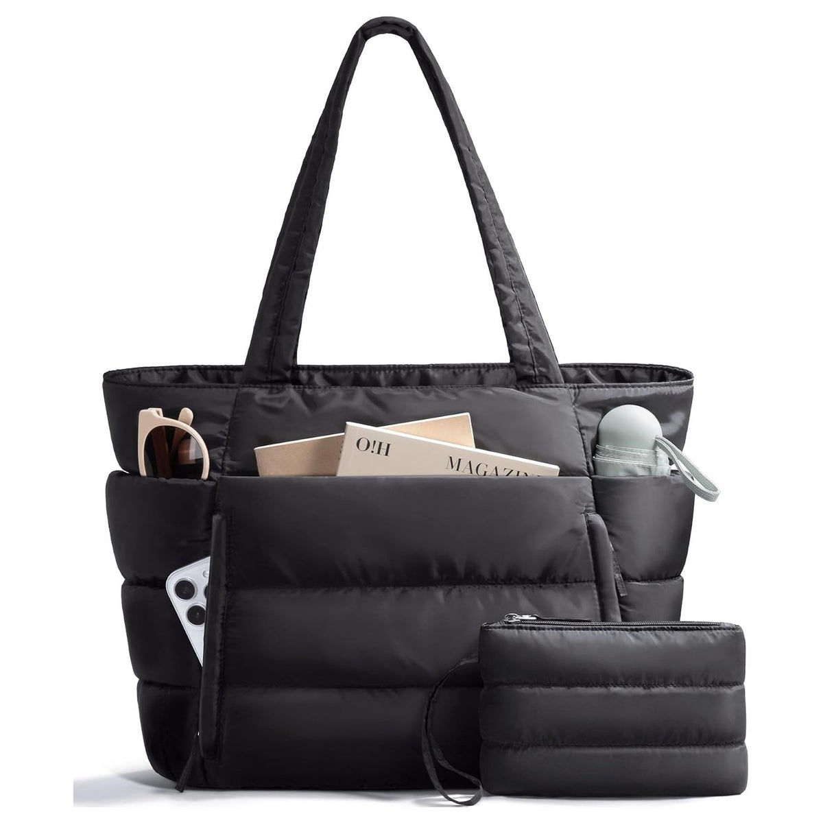 Puffer Tote Bag for Busy Moms, 16-Pocket Work Tote