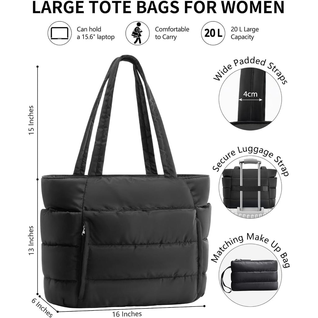 Puffer Tote Bag for Busy Moms, 16-Pocket Work Tote