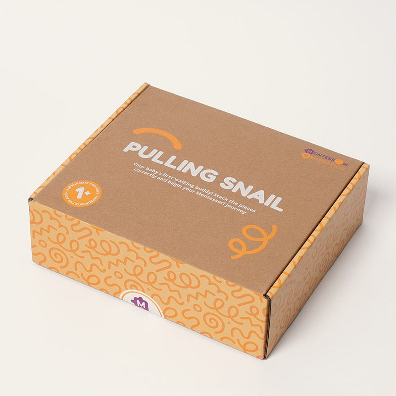 Wooden Pull Toy Snail with Stacking Rainbow Shell