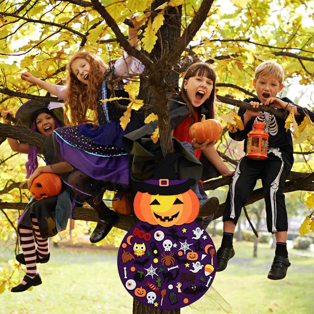 Felt Halloween Decoration with Pumpkin and 53 Pieces