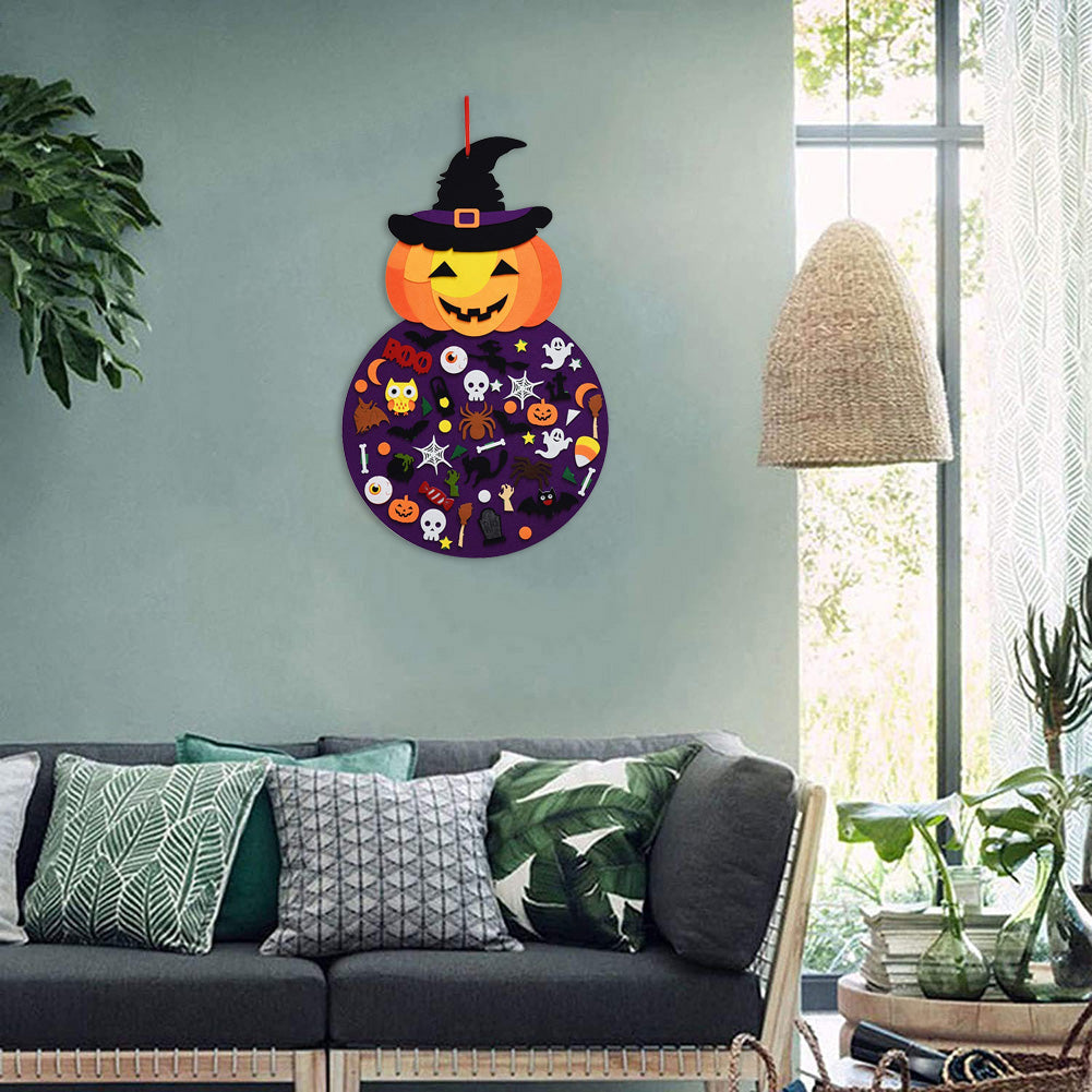 Felt Halloween Decoration with Pumpkin and 53 Pieces