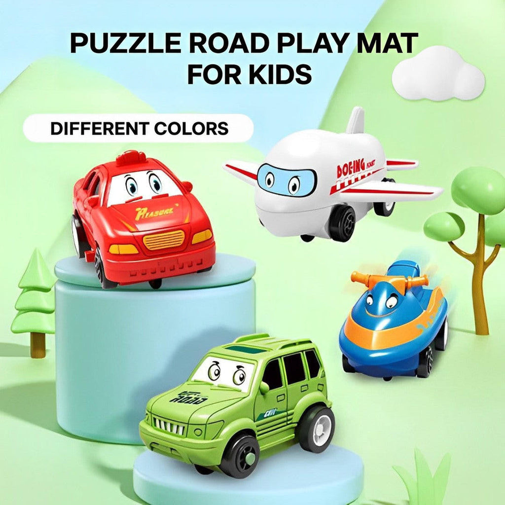 Puzzle Track Car Mat with Modular Road Sections