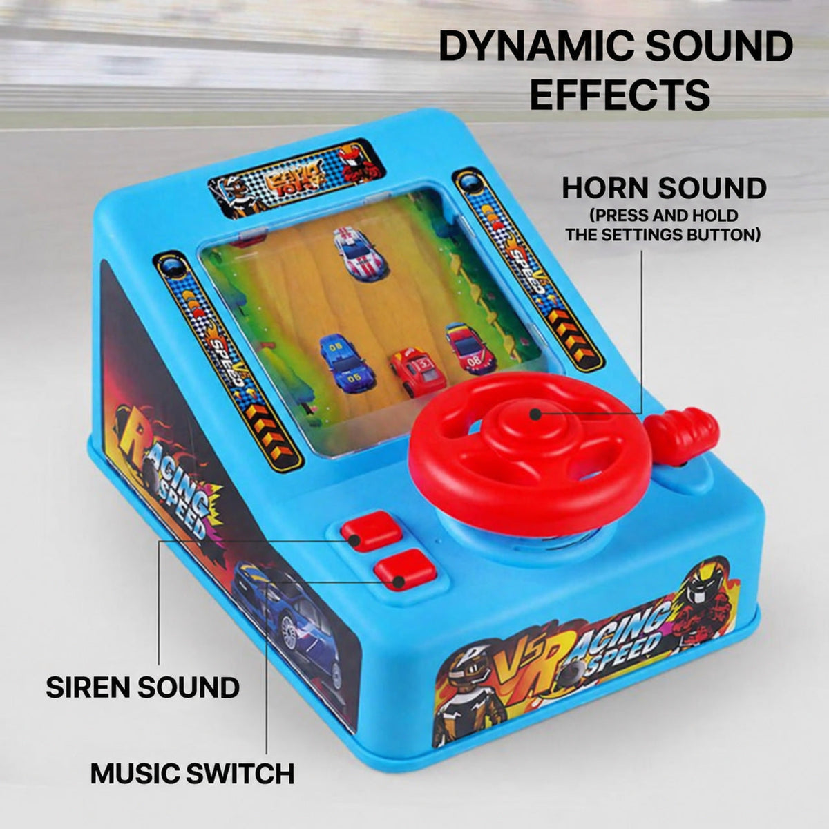 Racing Game Console Toy with Steering Wheel and Sounds