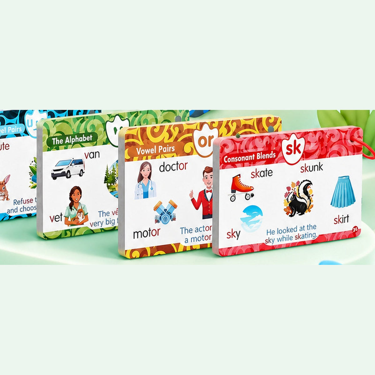 Dinosaur Talking Flash Cards, 148-Card Phonics Reader & Sticker Set