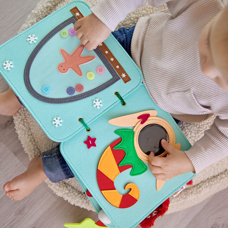 Felt Quiet Book with Reindeer Theme and Interactive Pages