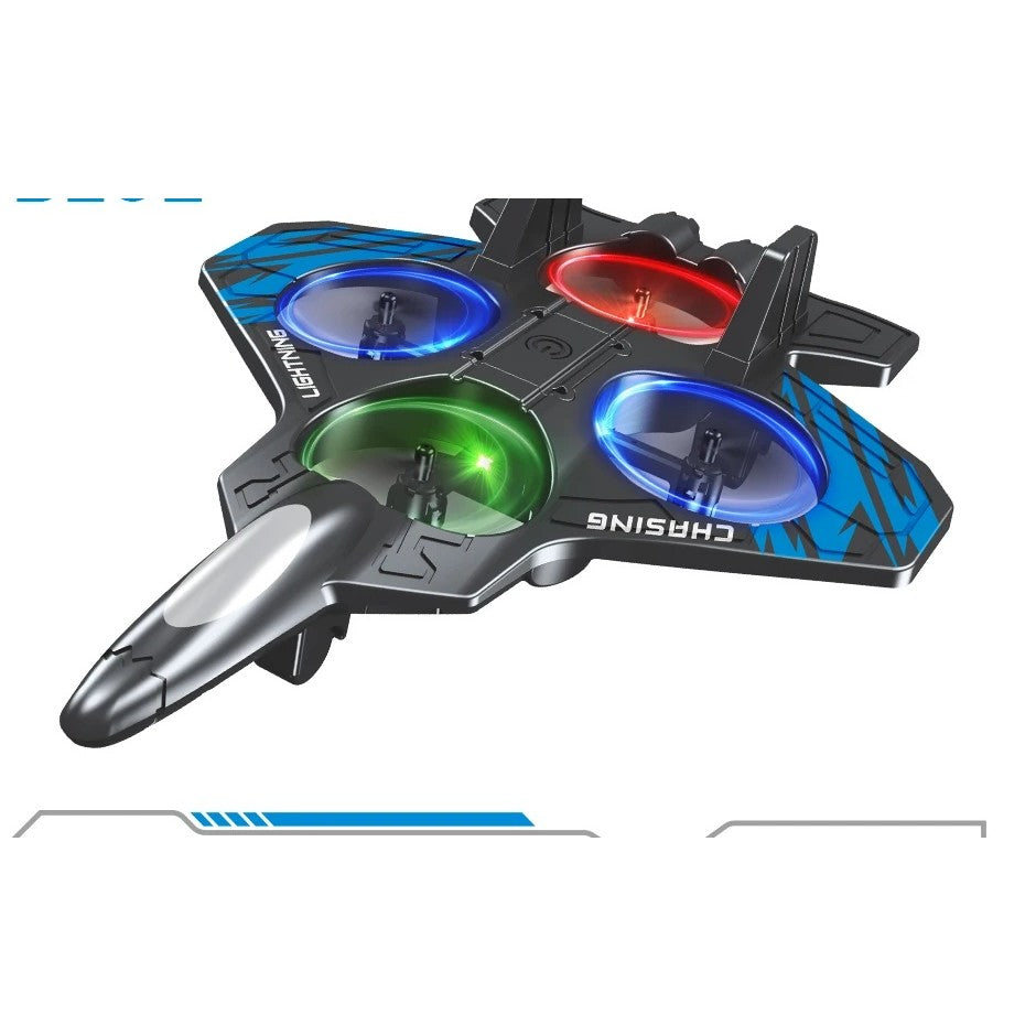Remote Control Fighter Jet, Foam Stunt Drone with LED Rings
