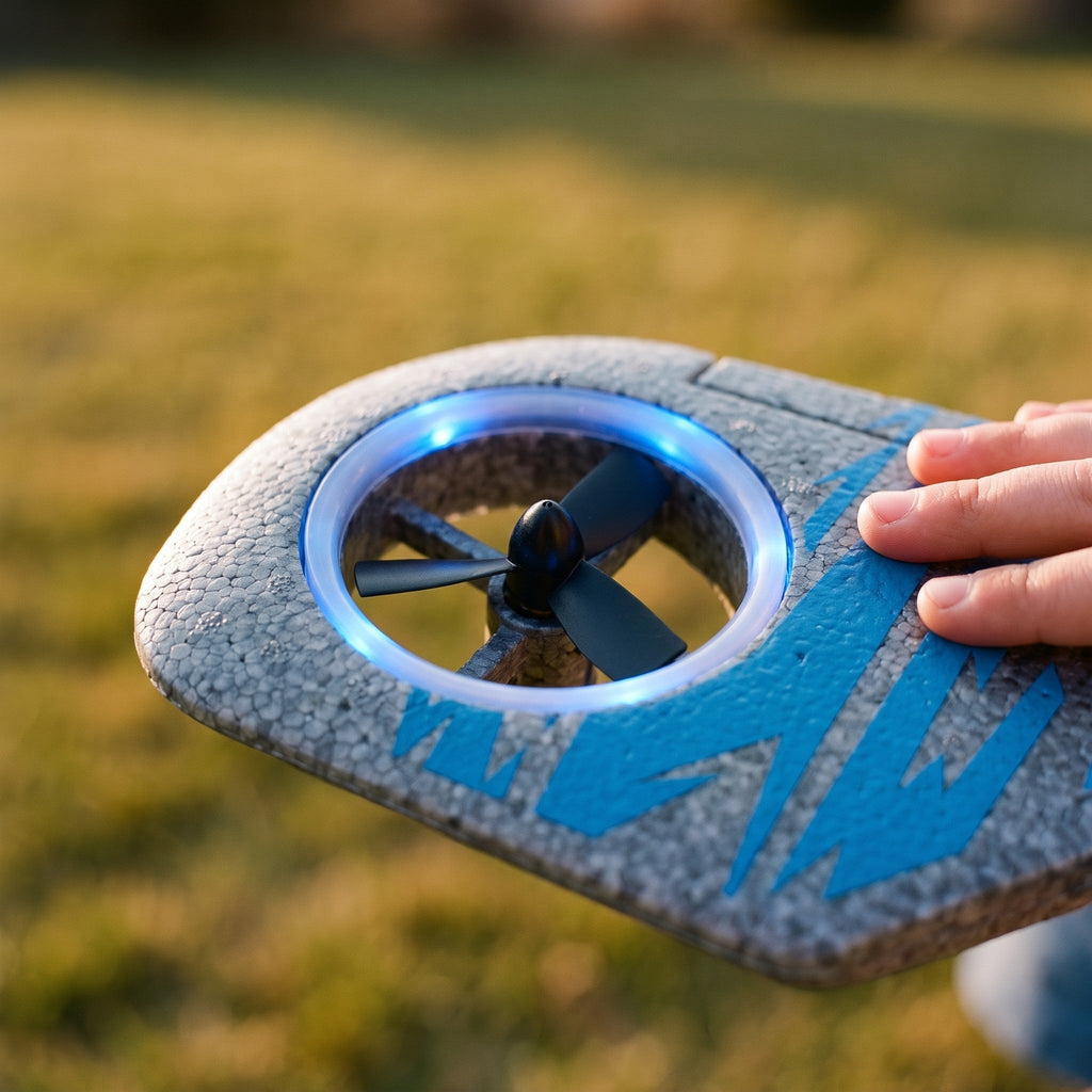 Remote Control Fighter Jet, Foam Stunt Drone with LED Rings